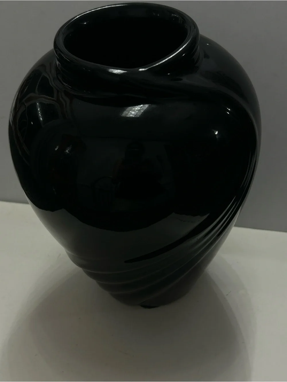 Haeger Black Vase Swirl Vintage Ceramic